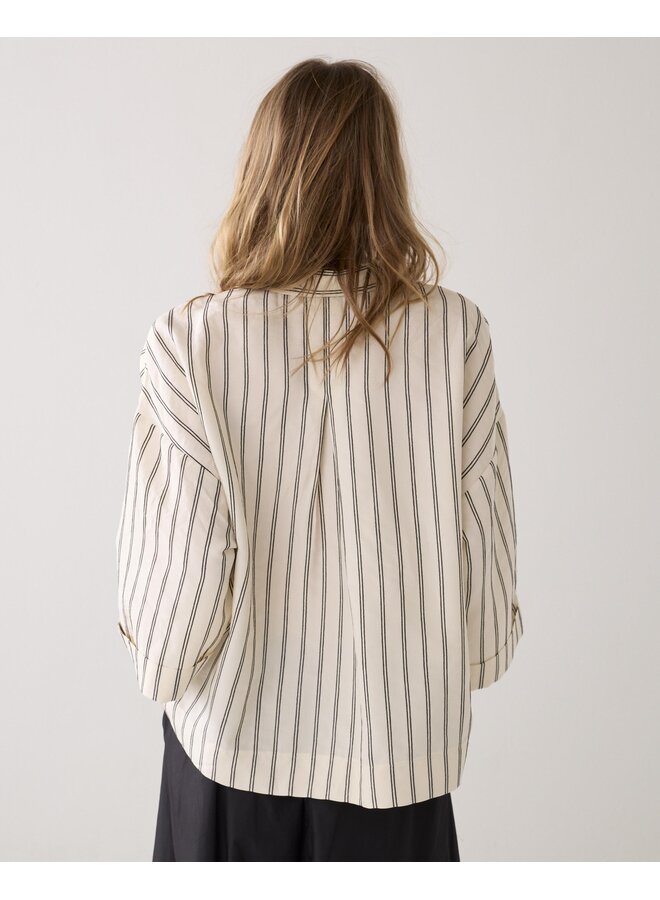 2s3420-12374 108 Summum Top Chenille stripe  Ivoryblack