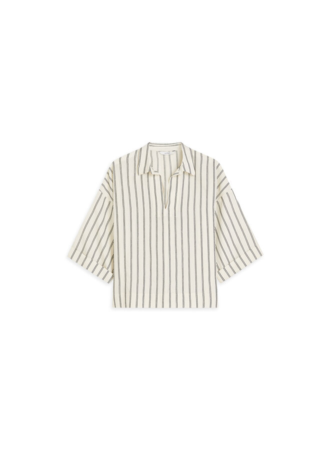 2s3420-12374 108 Summum Top Chenille stripe  Ivoryblack