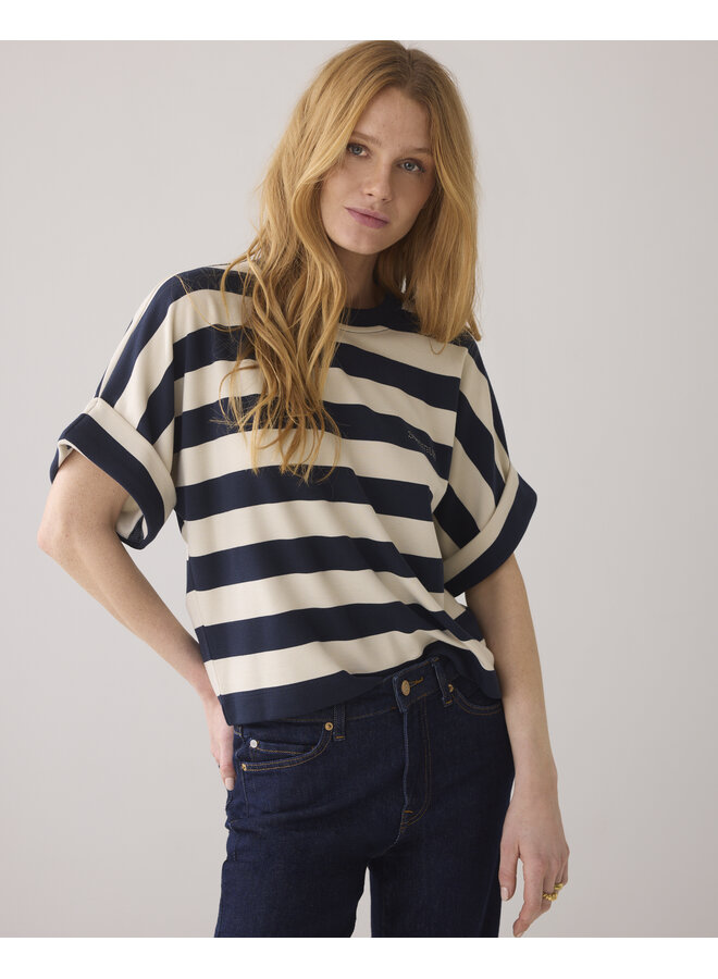 3s5112-30681 713 Summum Top Big stripe heavy jersey  Coffee