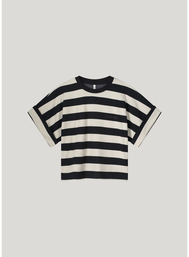 3s5112-30681 713 Summum Top Big stripe heavy jersey  Coffee