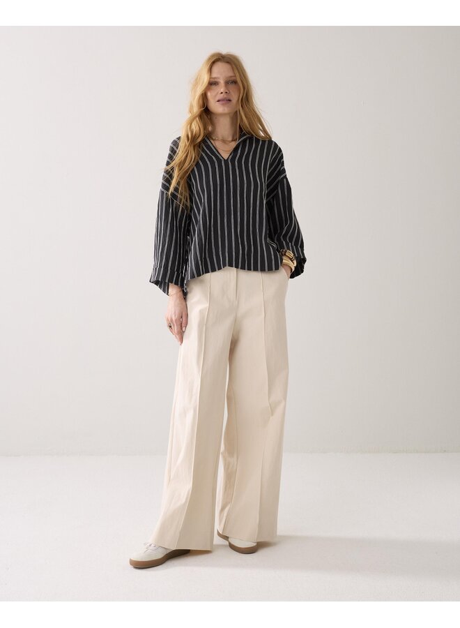 2s3420-12389 985 Summum Top Chenille stripe  Blackivory