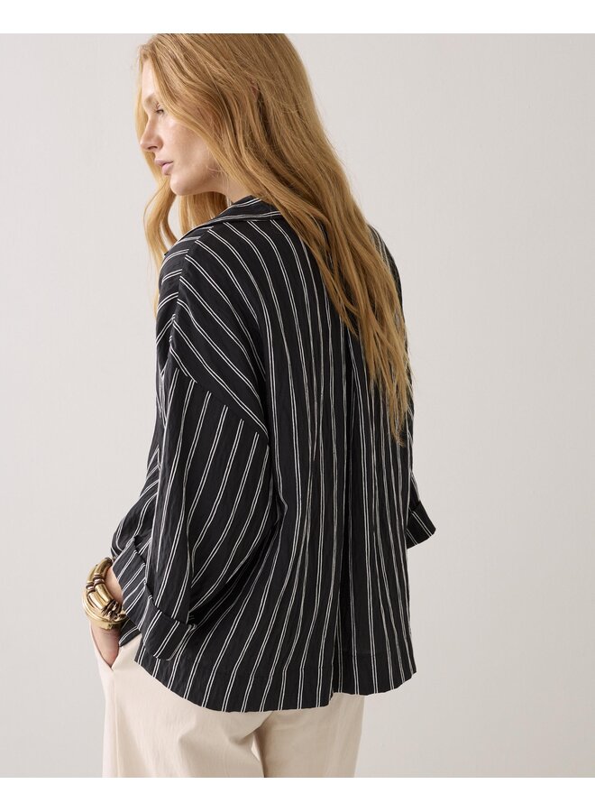 2s3420-12389 985 Summum Top Chenille stripe  Blackivory