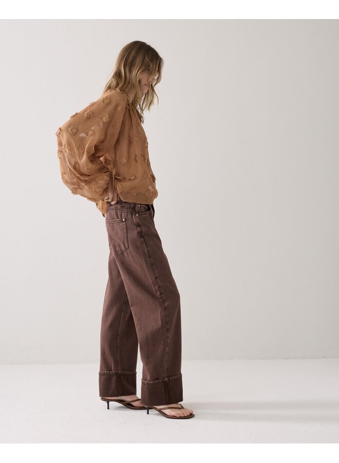 4s2914-12401 713 Summum Baggy loose pant Rugged cotton twill  Coffee