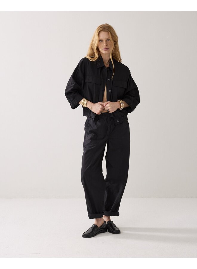 4s2916-12405 990 Summum Loose pant Breezy cotton canvas  Black