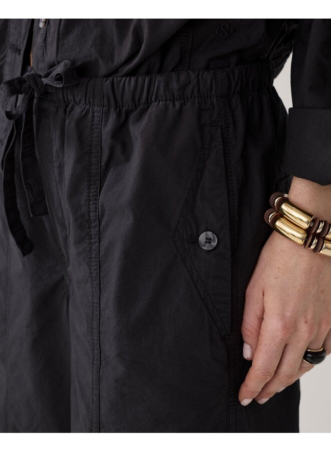 4s2916-12405 990 Summum Loose pant Breezy cotton canvas  Black