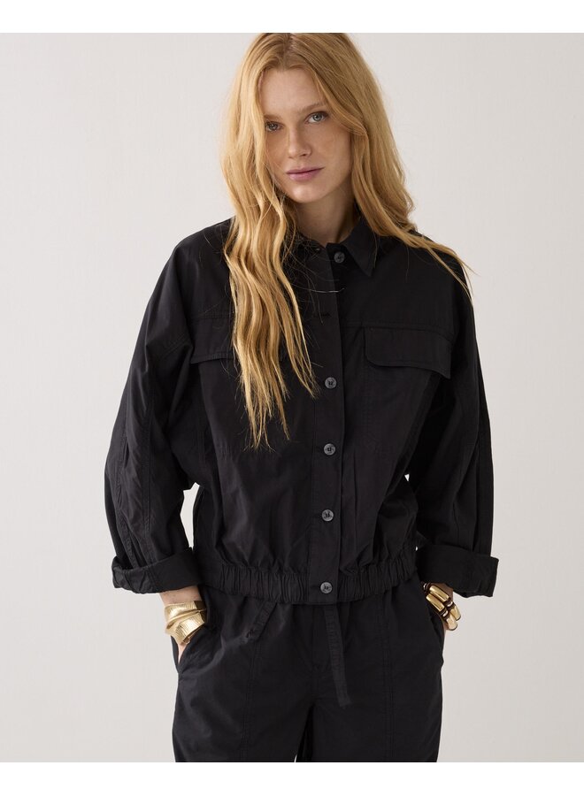 1s1290-12405 990 Summum Batwing jacket Breezy cotton canvas  Black