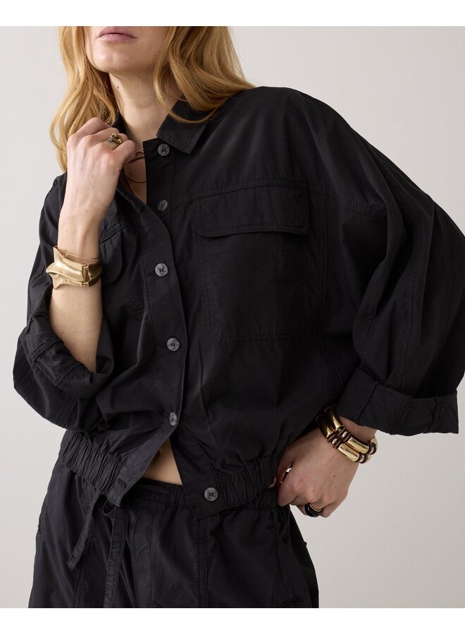 1s1290-12405 990 Summum Batwing jacket Breezy cotton canvas  Black