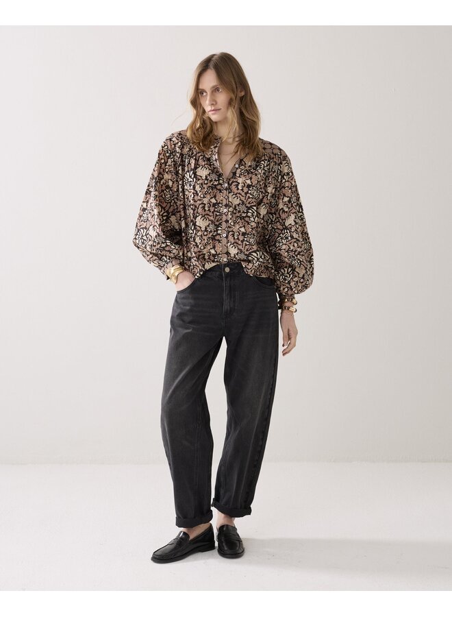 2s2925-12314 990 Summum Blouse Blockprint black  Black