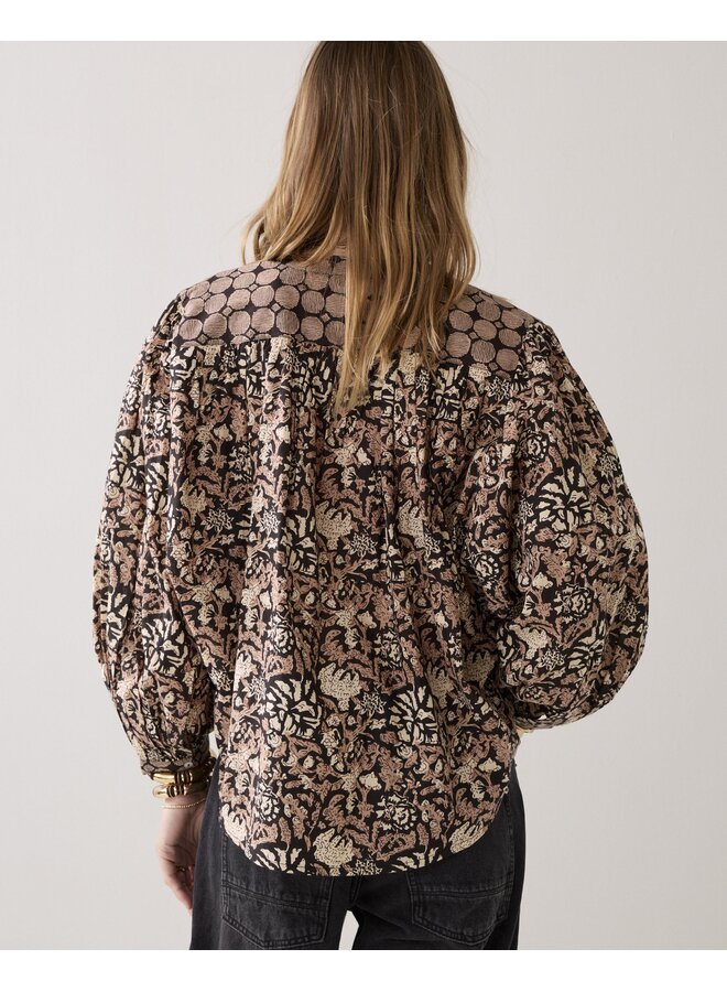 2s2925-12314 990 Summum Blouse Blockprint black  Black