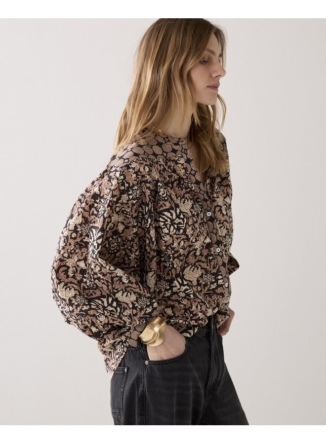 2s2925-12314 990 Summum Blouse Blockprint black  Black