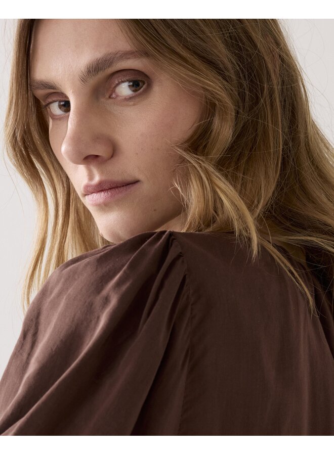 2s3442-12370 713 Summum Top balloon sleeves Viscose cotton  Coffee