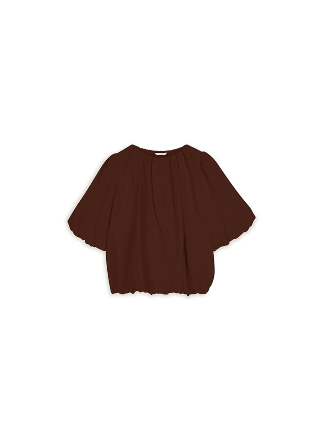 2s3442-12370 713 Summum Top balloon sleeves Viscose cotton  Coffee