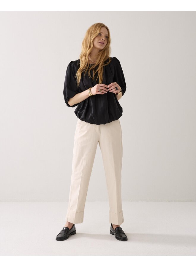 2s3442-12370 990 Summum Top balloon sleeves Viscose cotton  Black