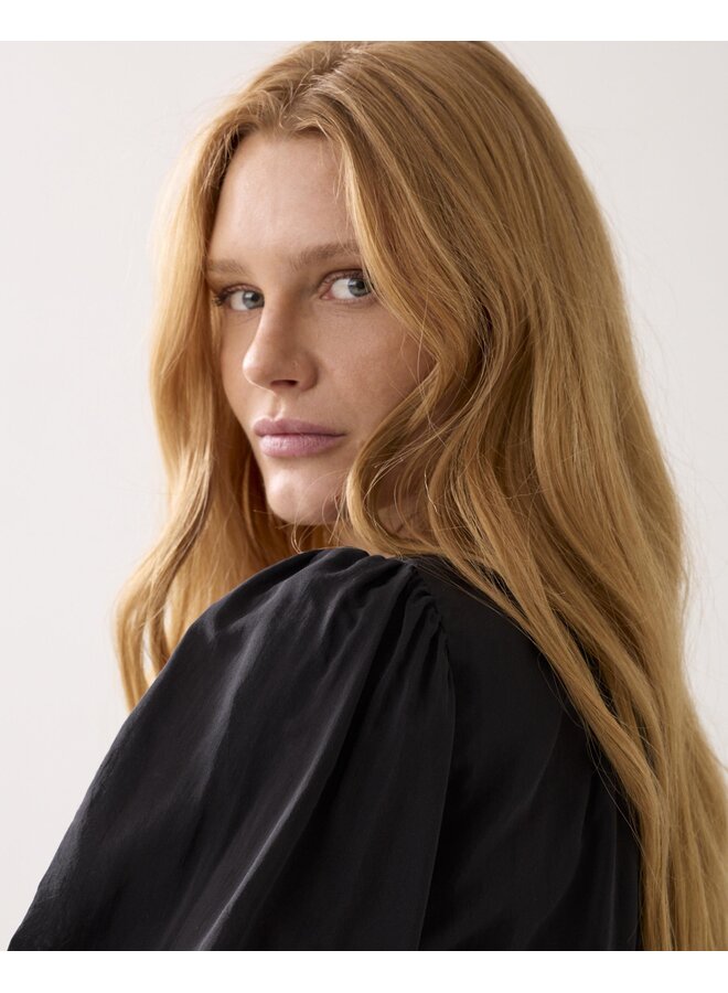 2s3442-12370 990 Summum Top balloon sleeves Viscose cotton  Black