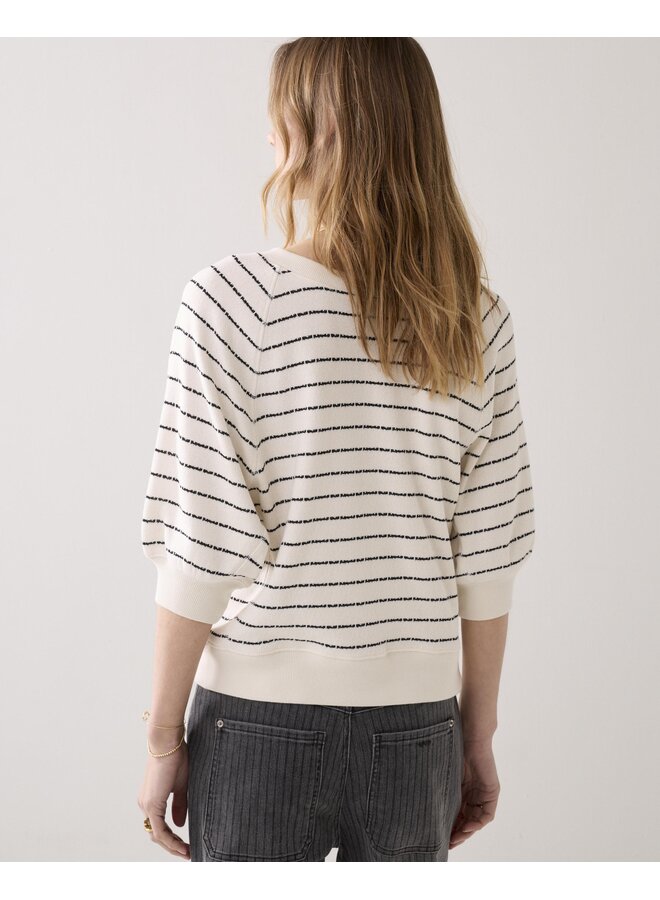 3s5252-30772 122 Summum Jersey Striped sweat  Ivory