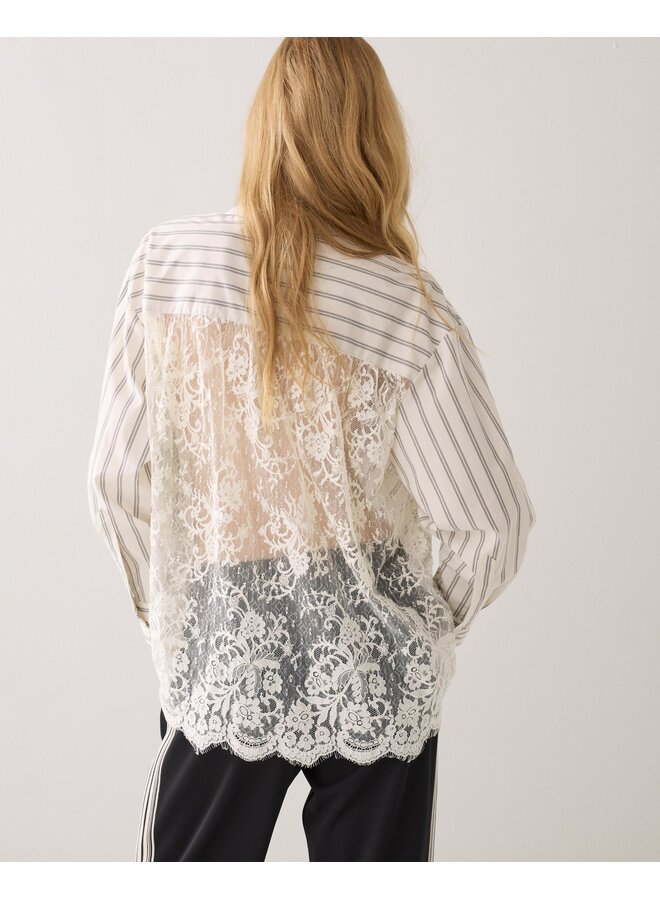2s3364-12437 122 Summum Blouse Stripe lace mix  Ivory