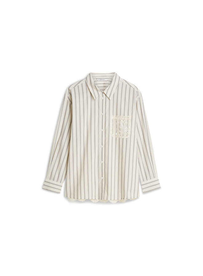 2s3364-12437 122 Summum Blouse Stripe lace mix  Ivory