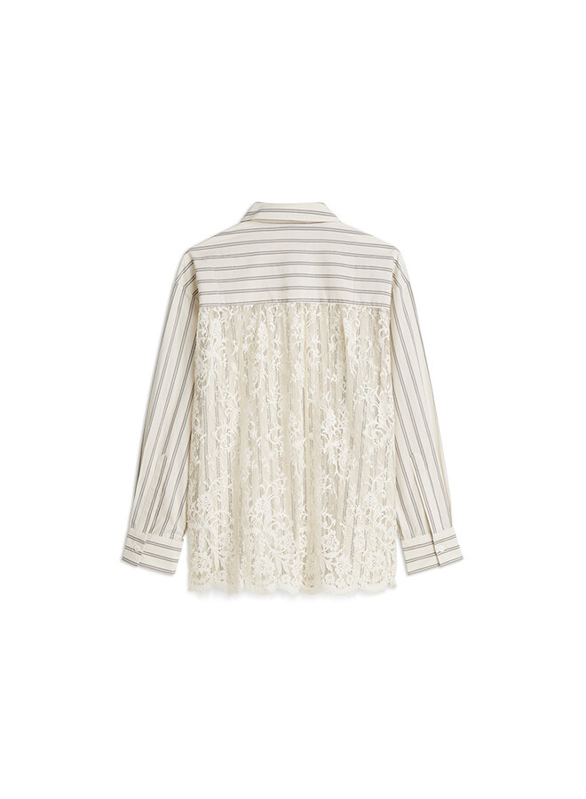 2s3364-12437 122 Summum Blouse Stripe lace mix  Ivory
