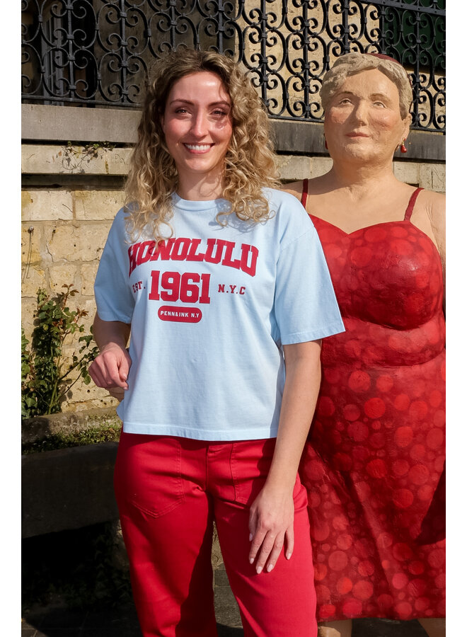 S26F1814 568-334 Penn en Ink T-shirt print skyrider cardinal