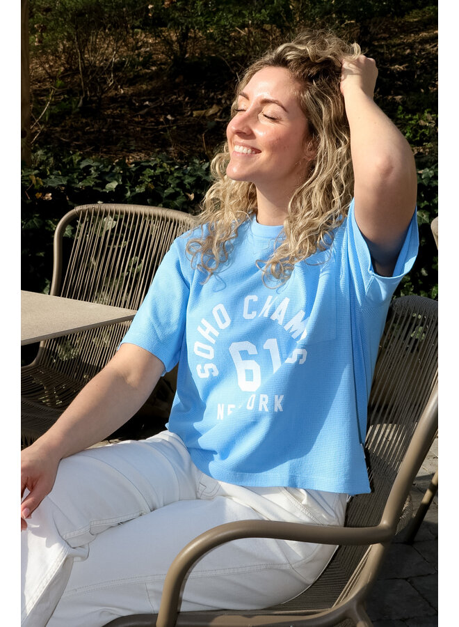 S26F1839 478-01 Penn & Ink T-shirt print ciel white