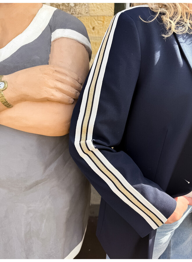 1s1283-12364 495 Summum Blazer with tape Viscose blend  Midnightblue