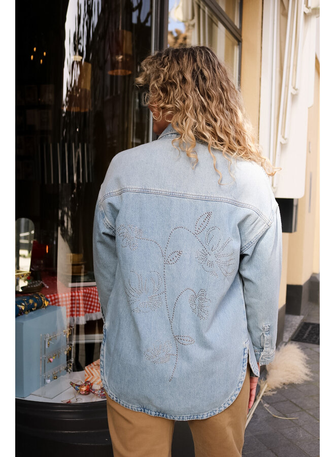 178520 406 MosMosh MMEmm Flower Shirt Light Blue