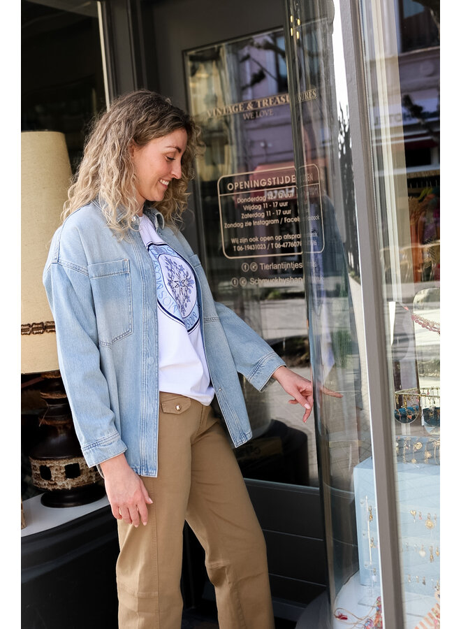 178520 406 MosMosh MMEmm Flower Shirt Light Blue