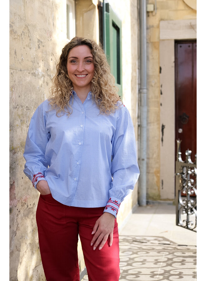 178550 835 MosMosh MMOsmo Stripey Shirt Brunnera Blue