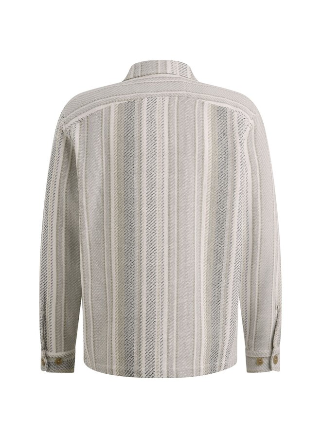 CSI2603225 7178 Cast Iron LONG SLEEVE SHIRT Twill Slub Stripe White Onyx