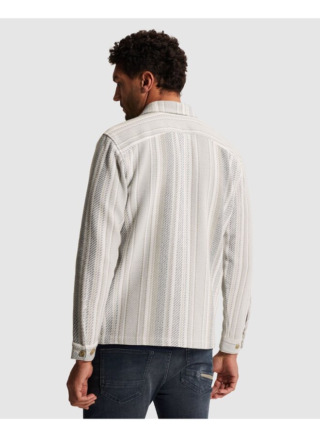 CSI2603225 7178 Cast Iron LONG SLEEVE SHIRT Twill Slub Stripe White Onyx