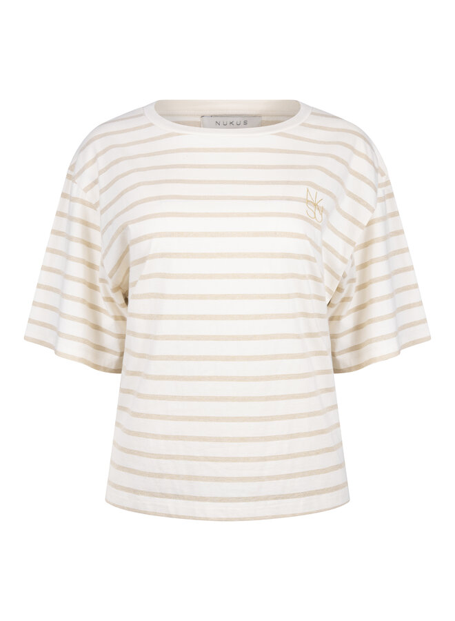 NKS04030 126 Nukus Saartje Shirt Stripe Offwhite/Gold