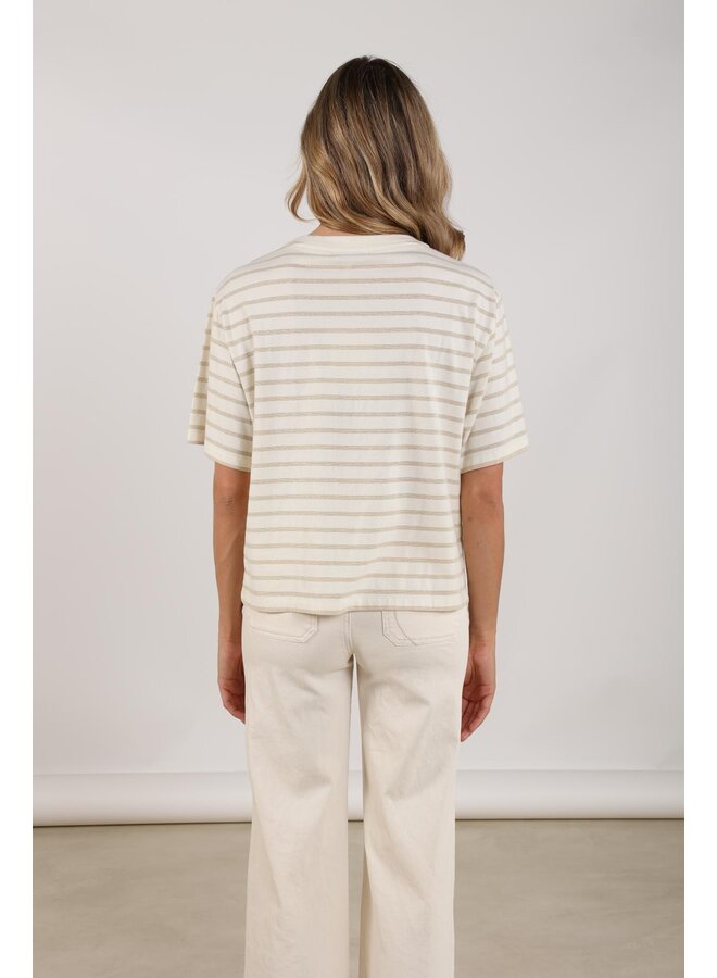 NKS04030 126 Nukus Saartje Shirt Stripe Offwhite/Gold