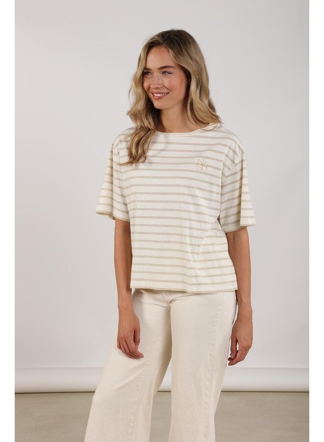 NKS04030 126 Nukus Saartje Shirt Stripe Offwhite/Gold