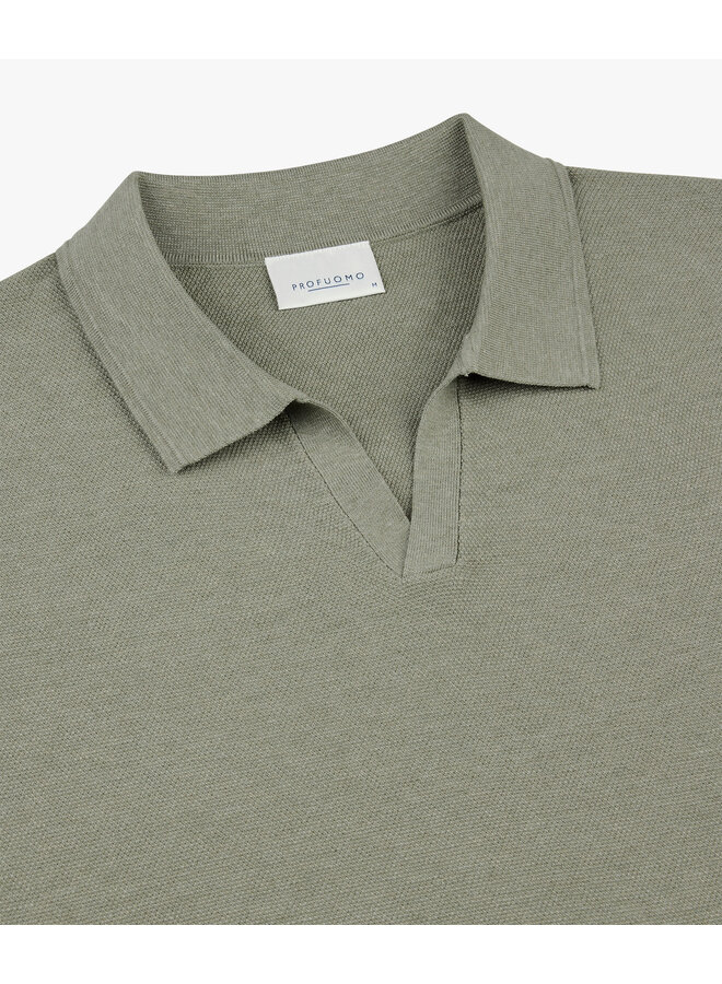 PPXD10009D Profuomo polo open collar ss mid green