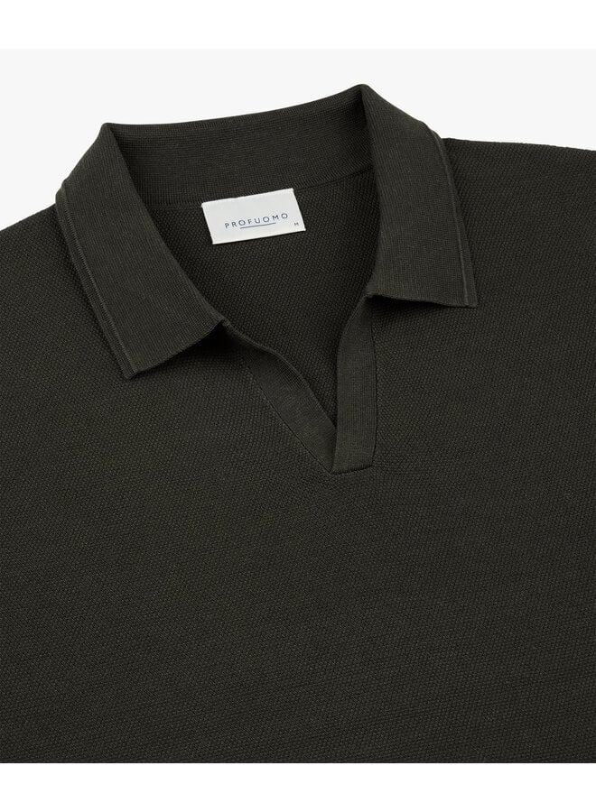 PPXD10009C Profuomo polo open collar ss dark brown