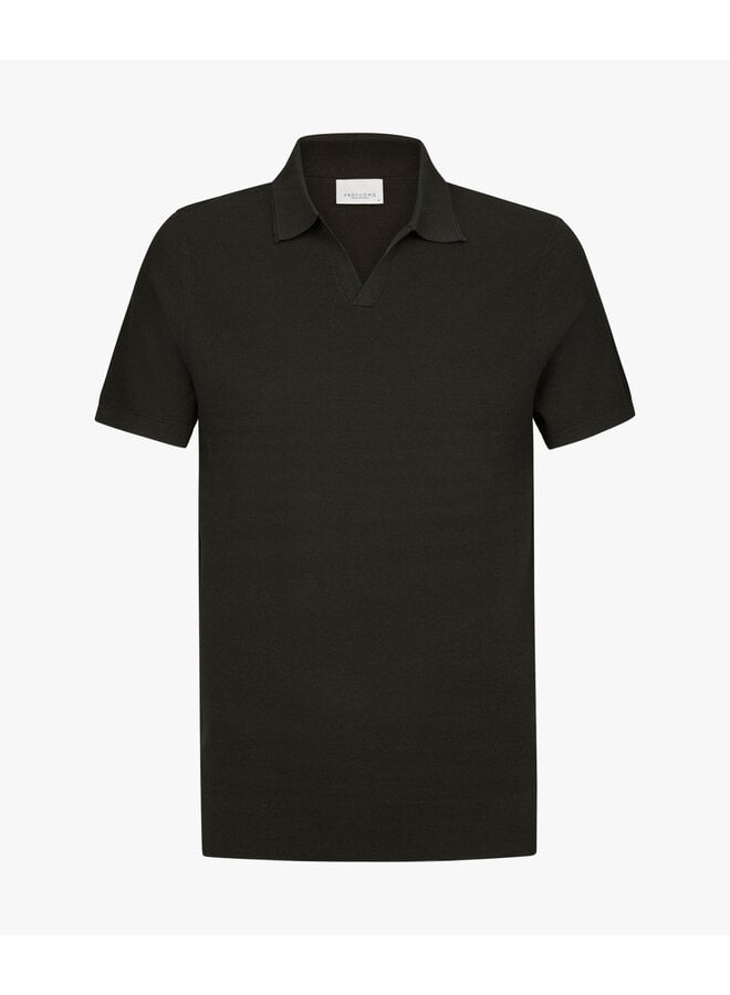PPXD10009C Profuomo polo open collar ss dark brown