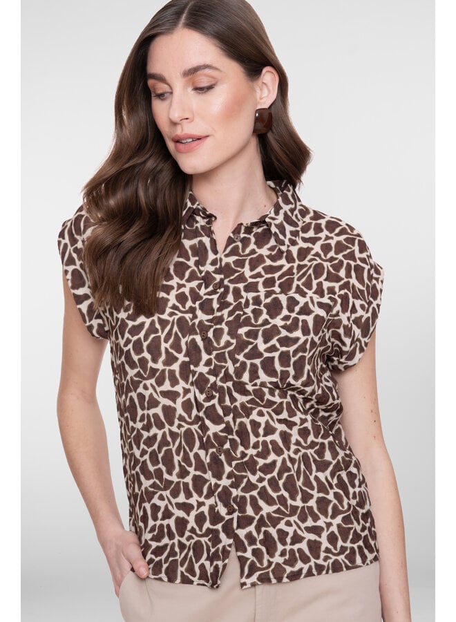 63242-20 720 Geisha blouse sand/chocolate brown