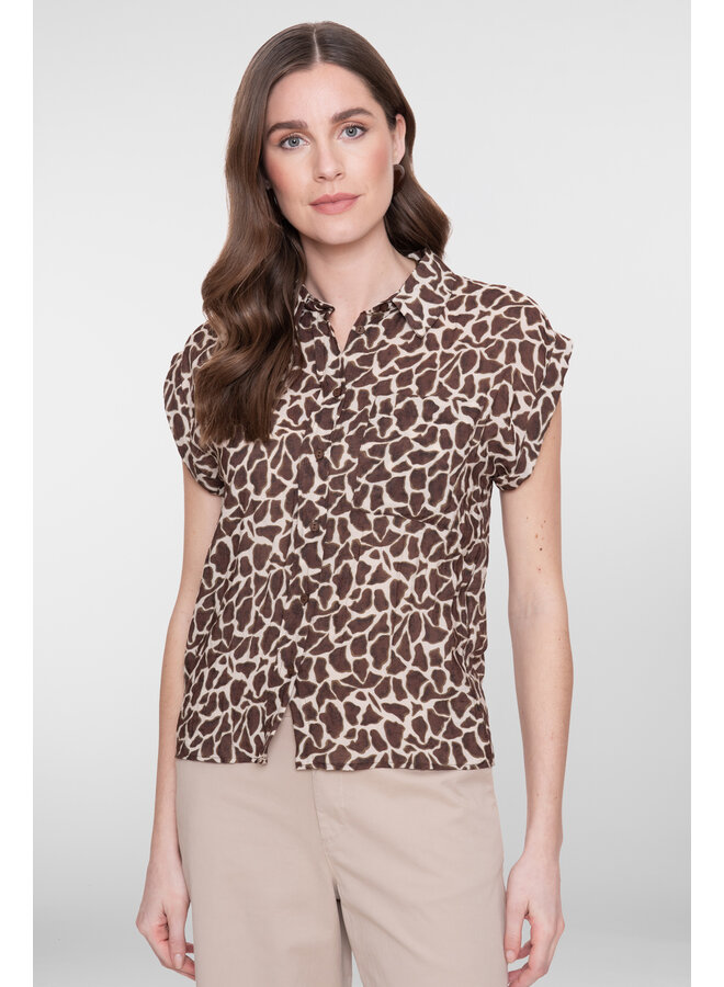 63242-20 720 Geisha blouse sand/chocolate brown