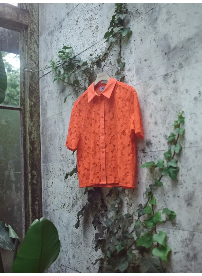 177140 167 MosMosh MM Lia River SS Lace Shirt Spicy Orange