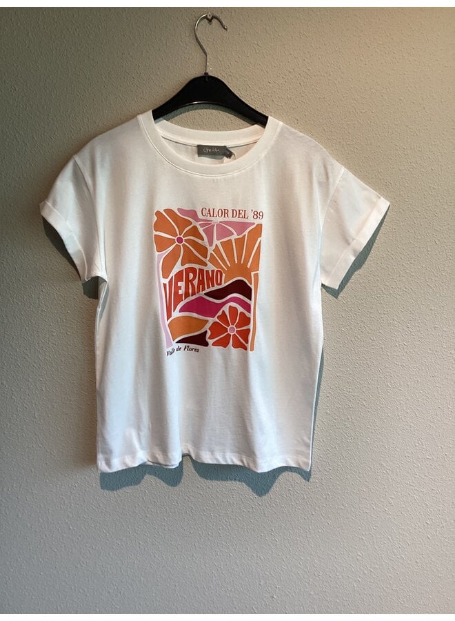 62355-24 010 Geisha T-shirt "verano" off-white/orange