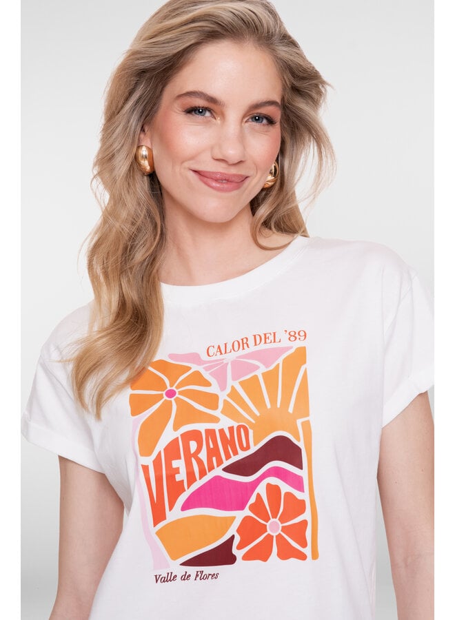 62355-24 010 Geisha T-shirt "verano" off-white/orange