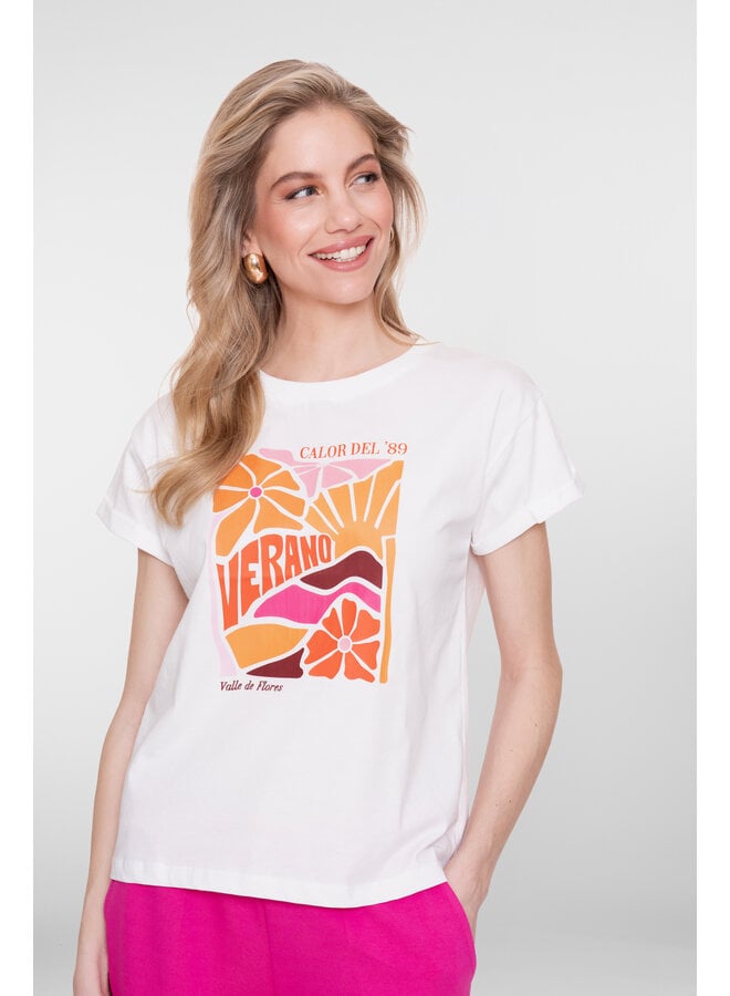 62355-24 010 Geisha T-shirt "verano" off-white/orange