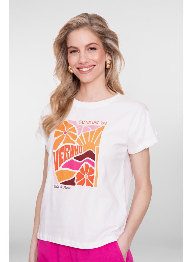 62355-24 010 Geisha T-shirt "verano" off-white/orange