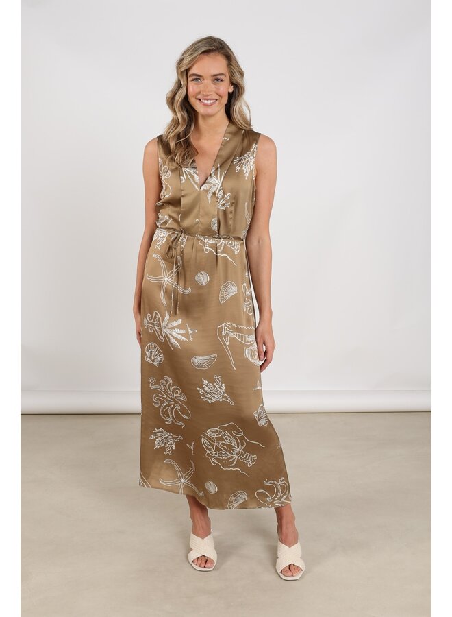 NKS14033 273 Nukus Violet Dress Print Fango/Offwhite