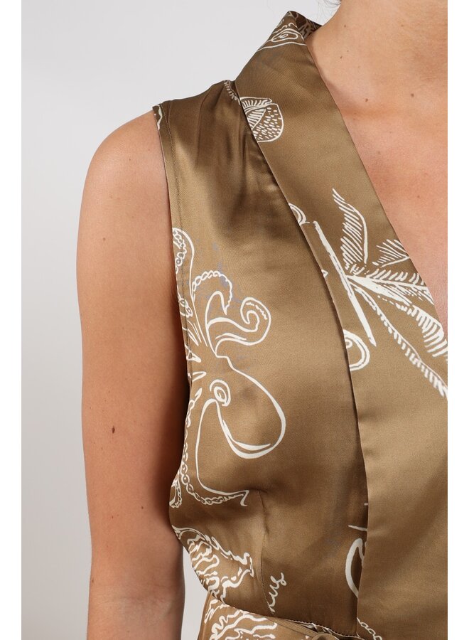 NKS14033 273 Nukus Violet Dress Print Fango/Offwhite