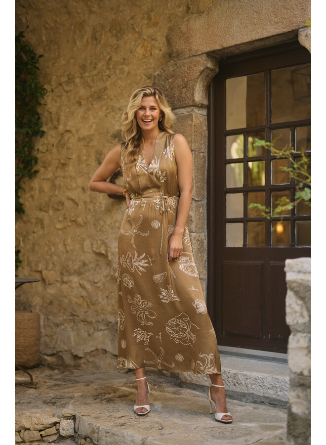 NKS14033 273 Nukus Violet Dress Print Fango/Offwhite