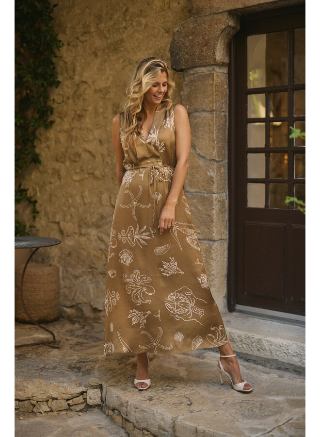 NKS14033 273 Nukus Violet Dress Print Fango/Offwhite