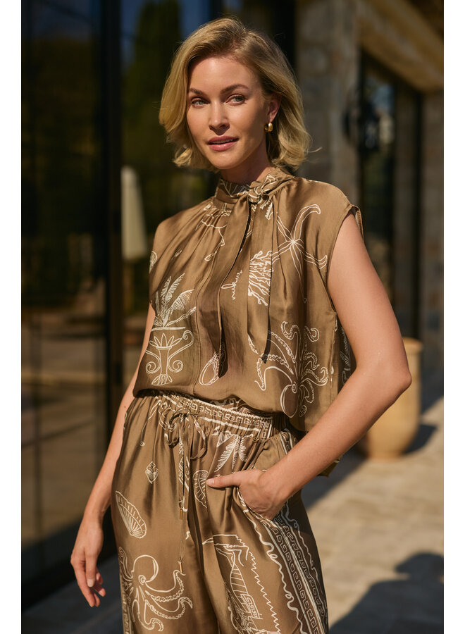 NKS09106 273 Nukus Valerie Pants Print Fango/Offwhite