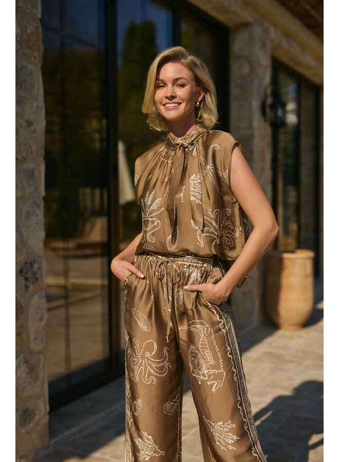 NKS09106 273 Nukus Valerie Pants Print Fango/Offwhite