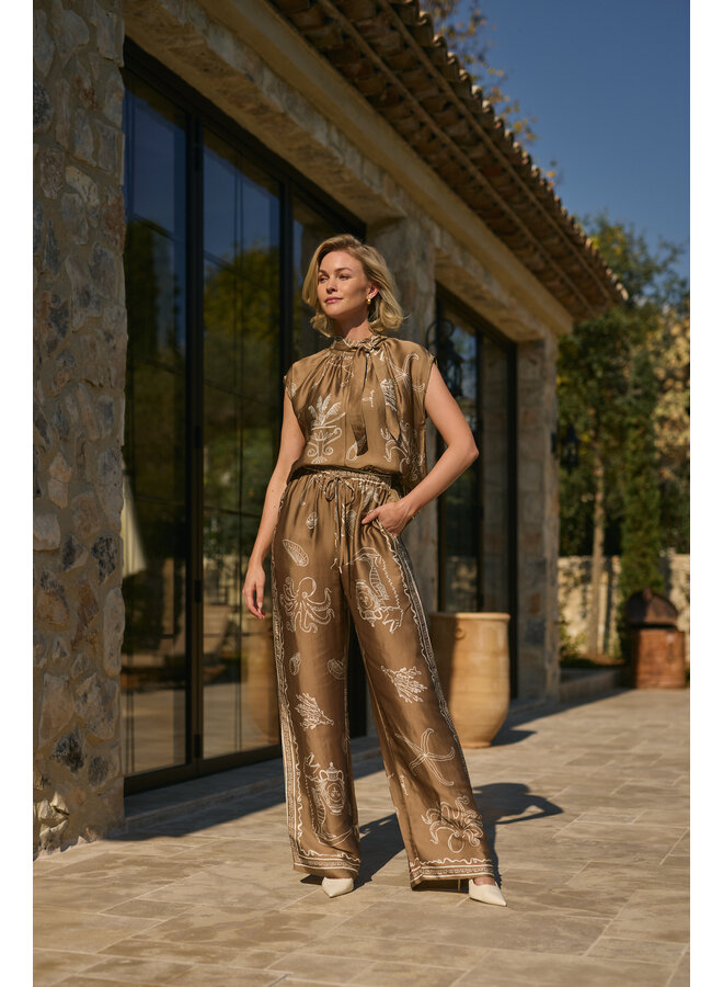 NKS09106 273 Nukus Valerie Pants Print Fango/Offwhite